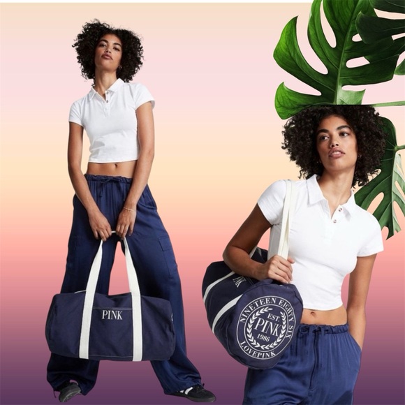 NEW VS PINK Weekender Duffle Gym Bag in Navy - Picture 2 of 12